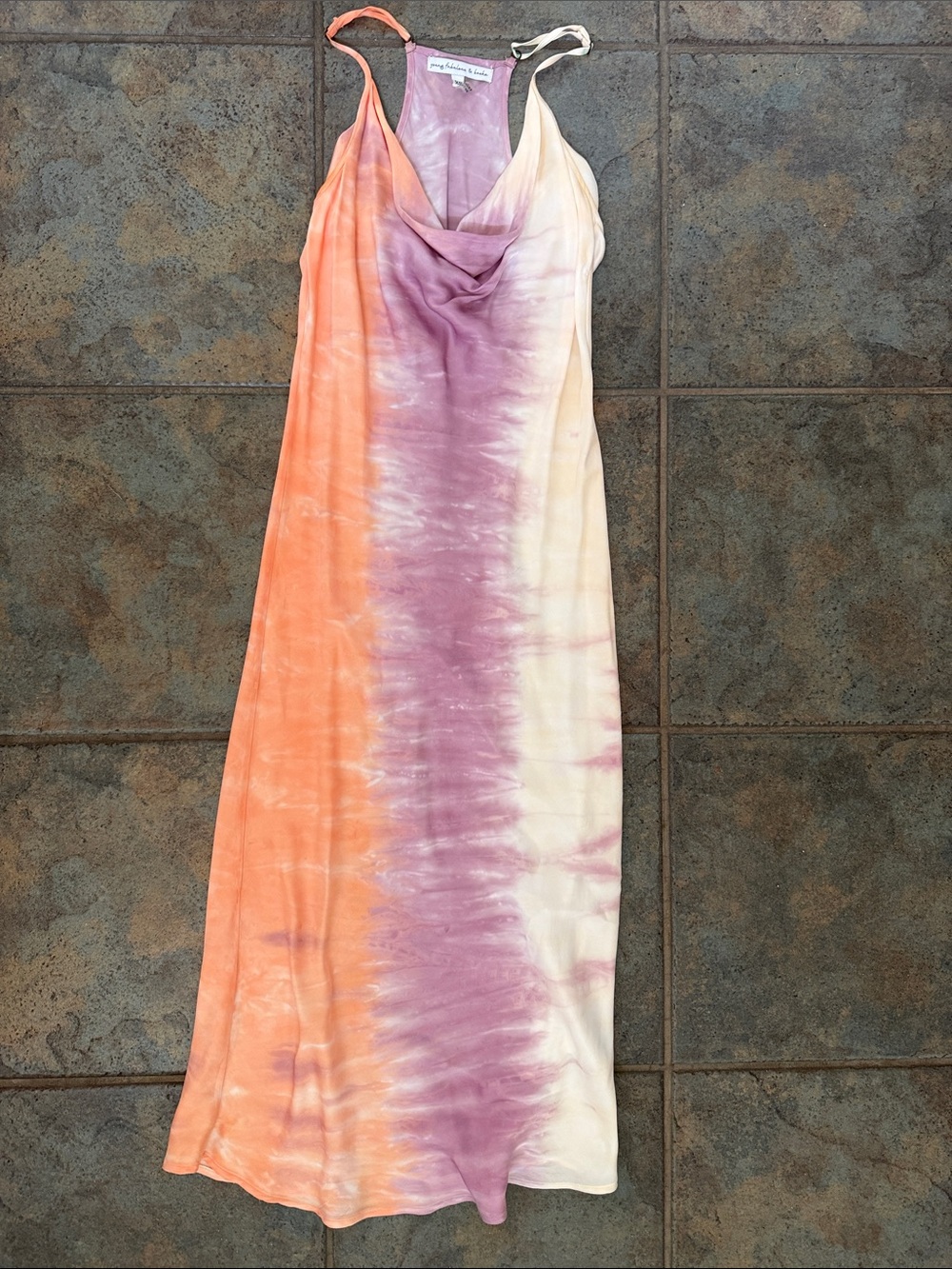 Young Fabulous & Broke Tie-Dye Maxi Dress in Peach, Lavender & Cream